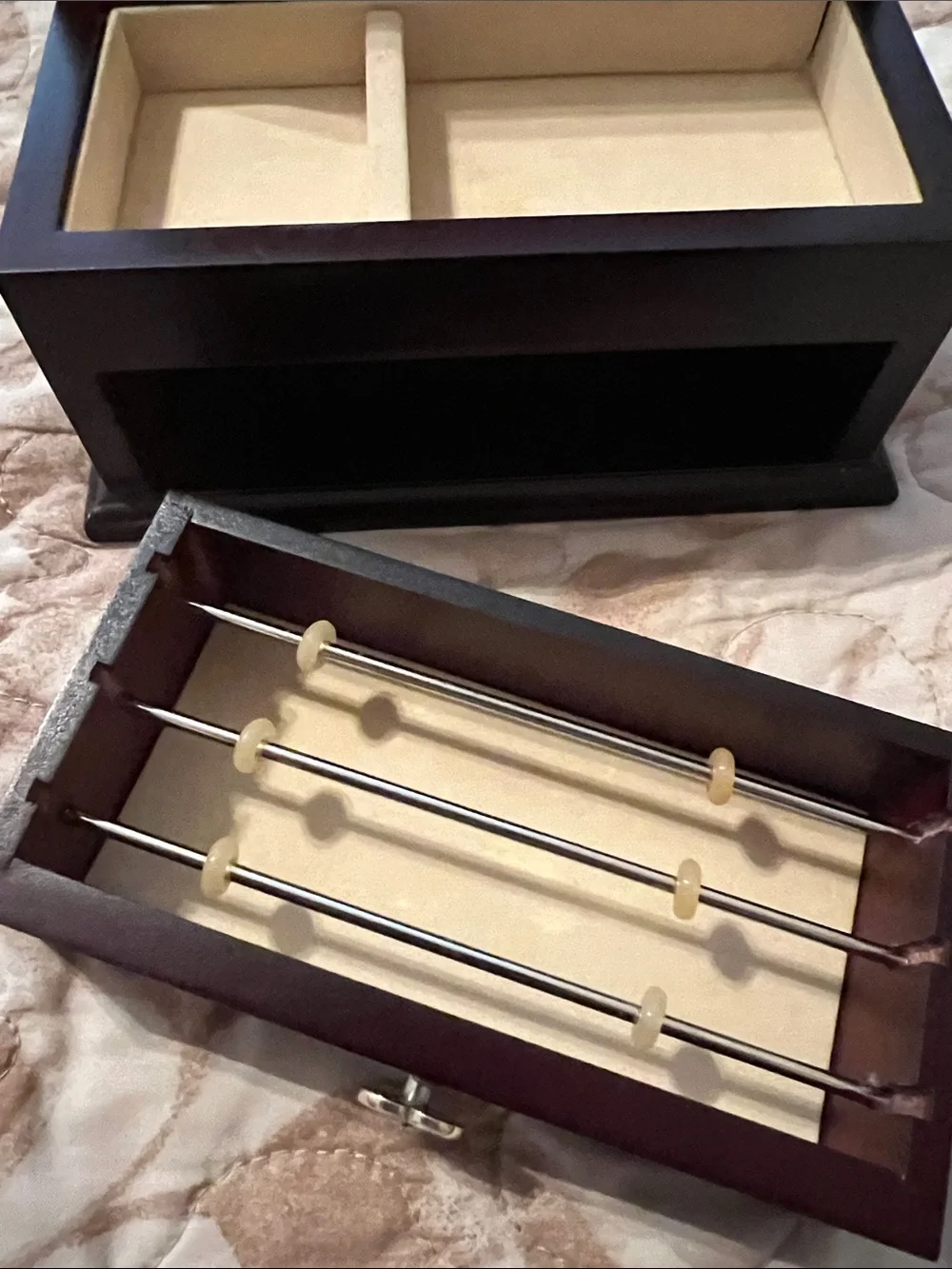 Brighton Wood Mahogany Finish Jewelry Charm Box with Heart Drawer Pull